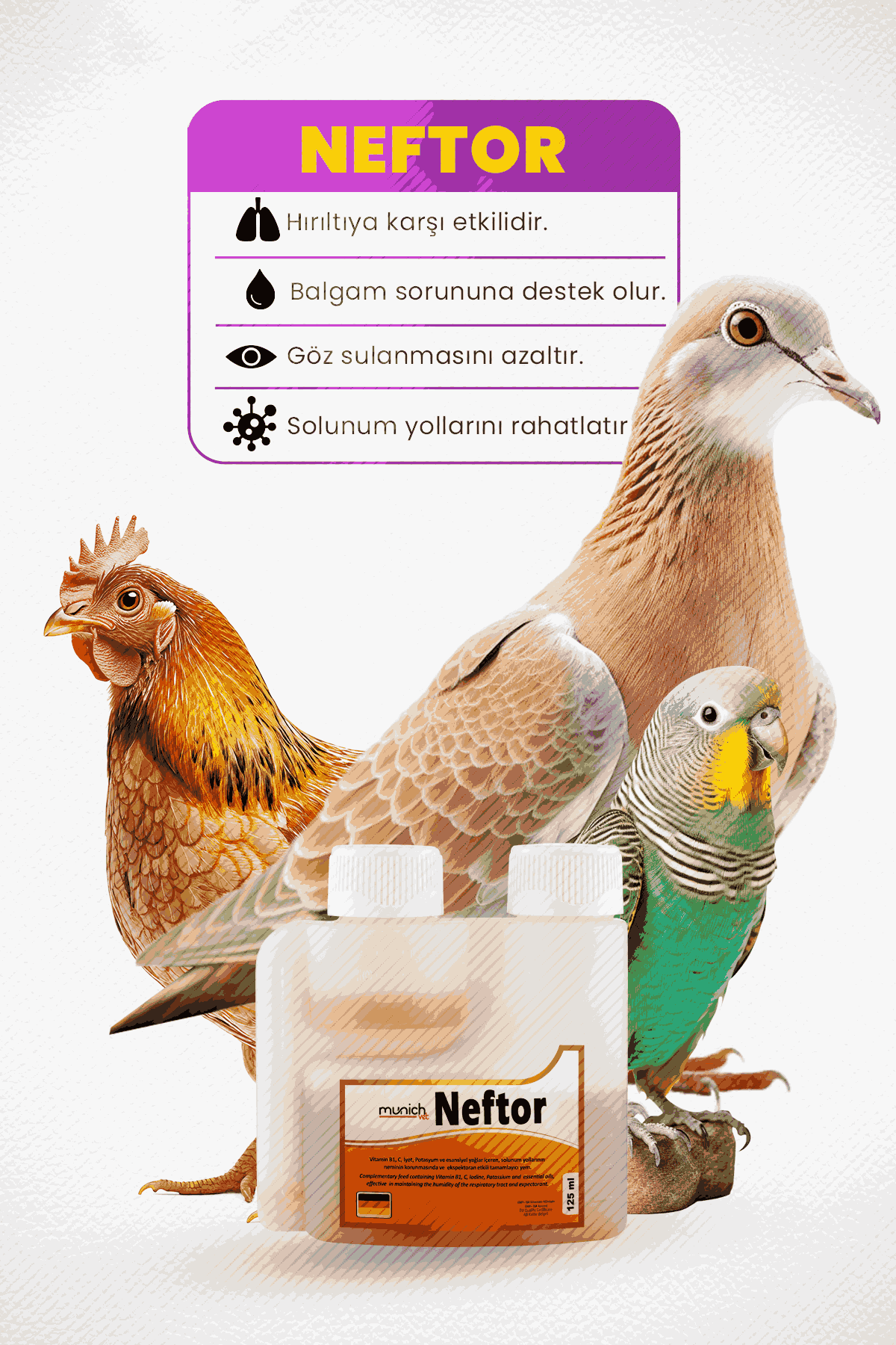 Munich Vet Neftor Hırıltı ve Balgam Ürünü 125 ml