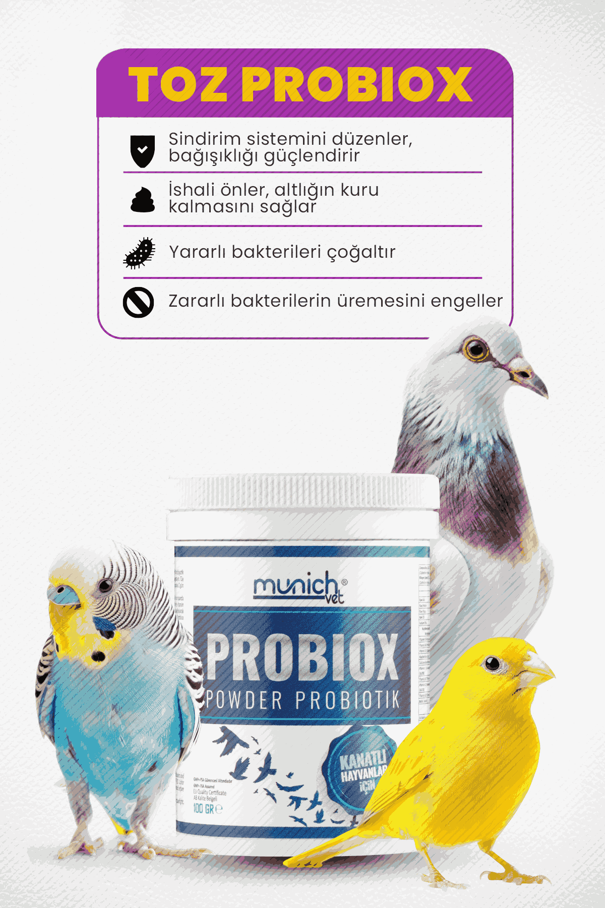 Munich Vet Probiox Toz Probiyotik Prebiyotik Vitamin 100 gr
