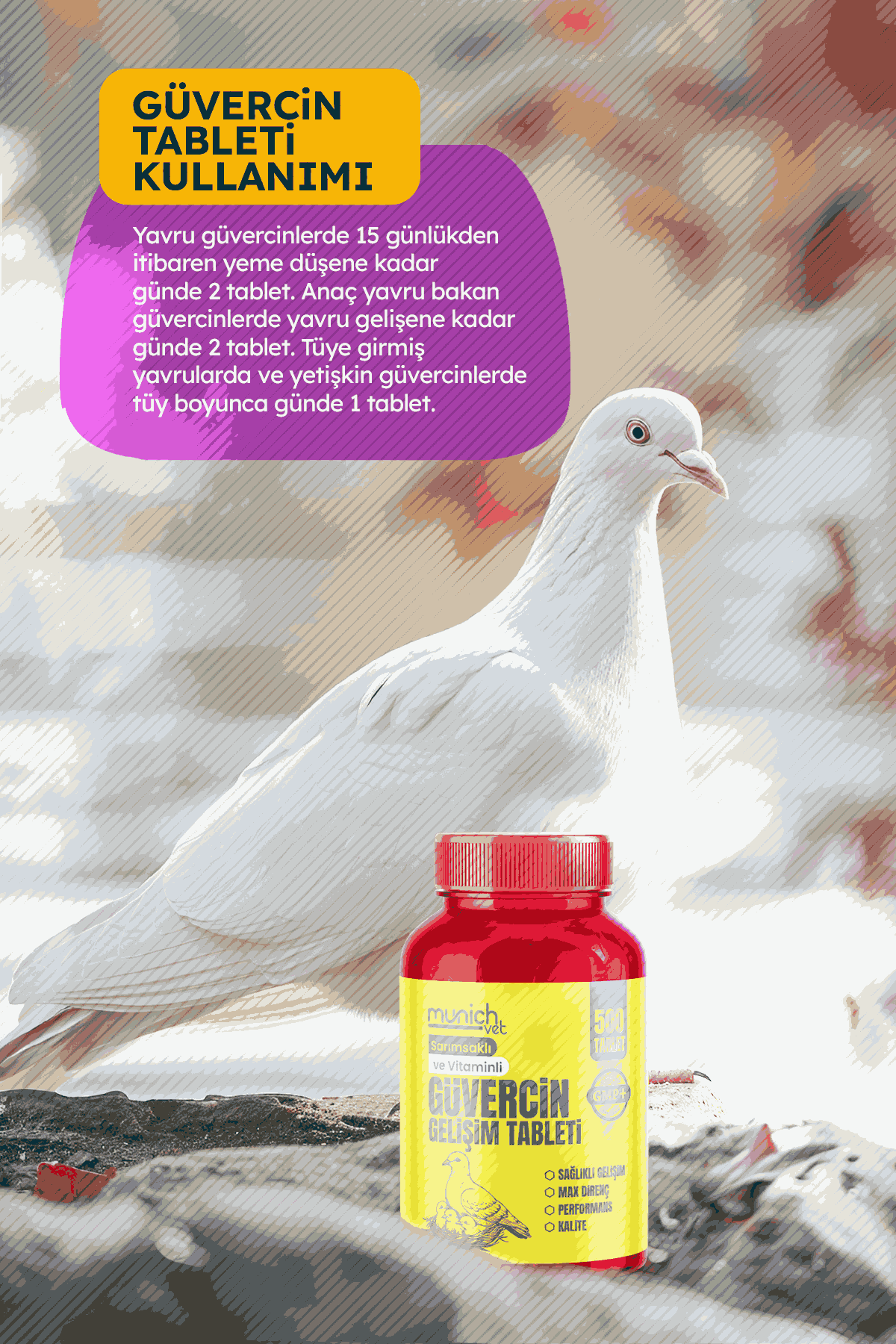 Munich Vet Sarımsaklı Bira Mayalı Güvercin Tablet 3 Adett