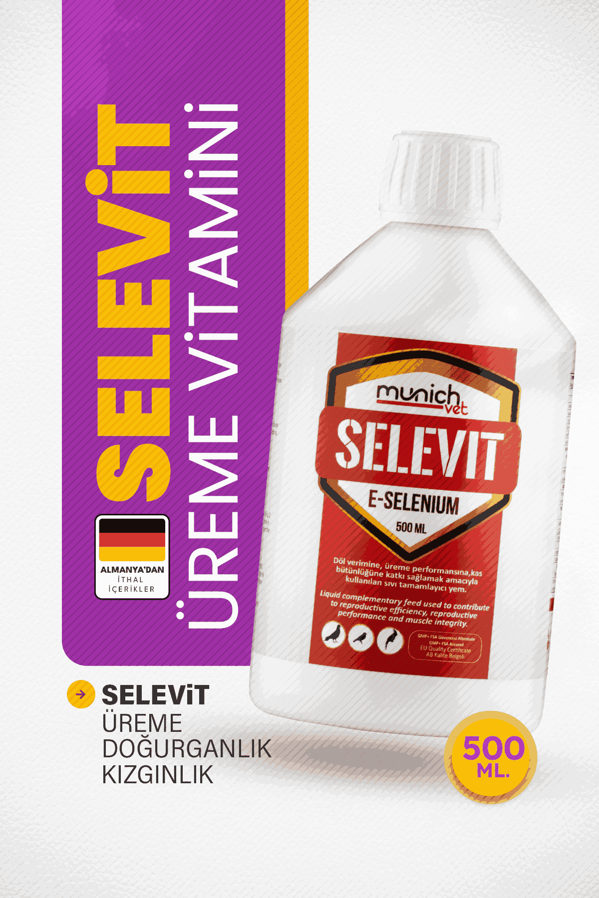 Munich Vet Selevit Üreme Vitamini Selenyum + E Vitamini 500 ml