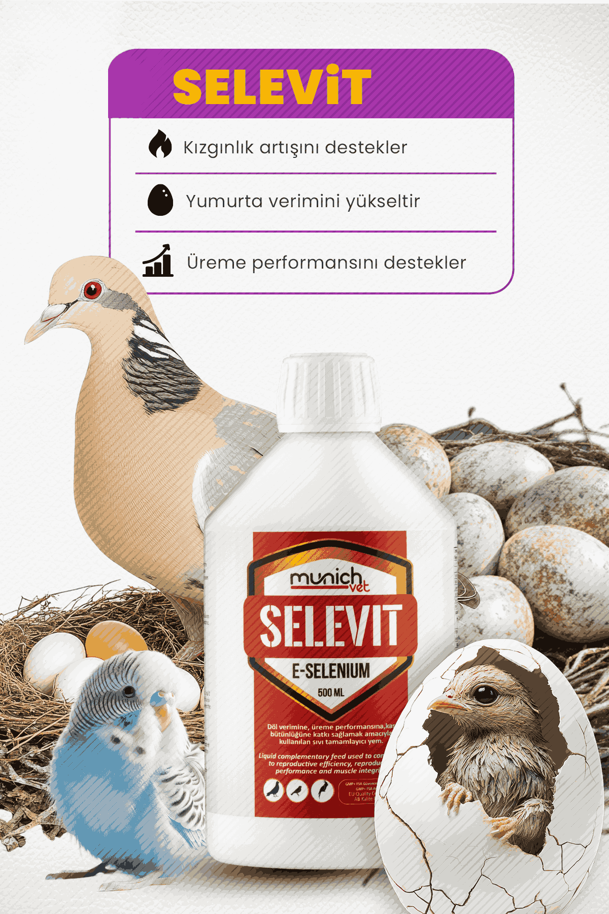 Munich Vet Selevit Üreme Vitamini Selenyum + E Vitamini 500 ml