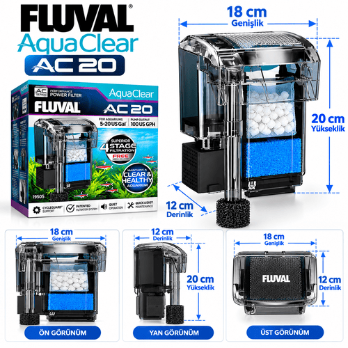 Fluval AC20 Askı Filtre 379L/S