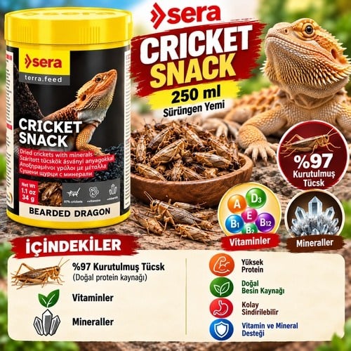 Sera Bearded Dragon Cricket Snack 250 ml Sürüngen Yemi