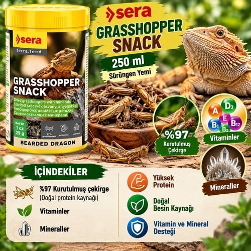 Sera Bearded Dragon Grasshopper Snack 250 ml 250 ml Sürüngen Yemi