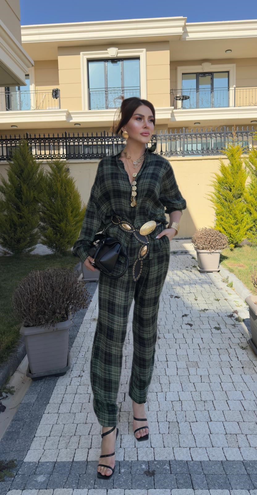 Ekoseli İpek Takım