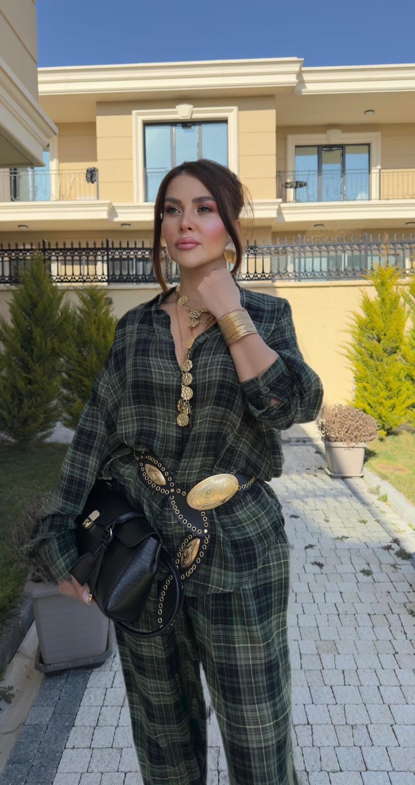 Ekoseli İpek Takım