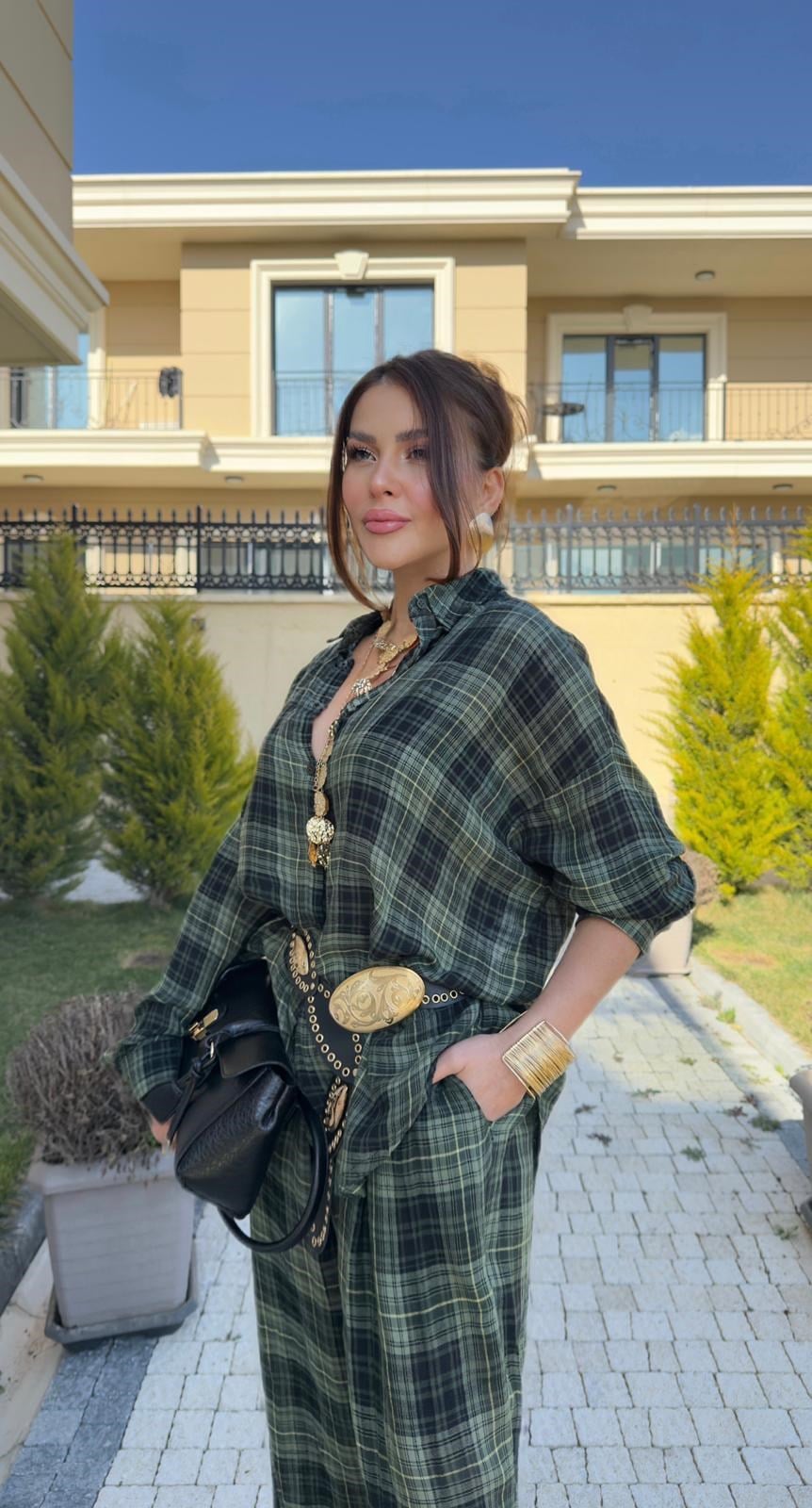 Ekoseli İpek Takım