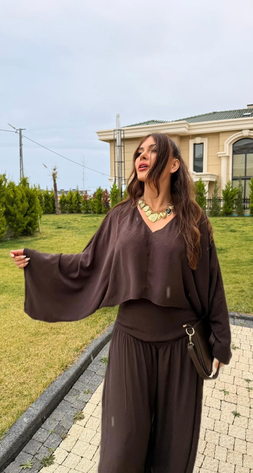 Şalvarlı Keten Takım