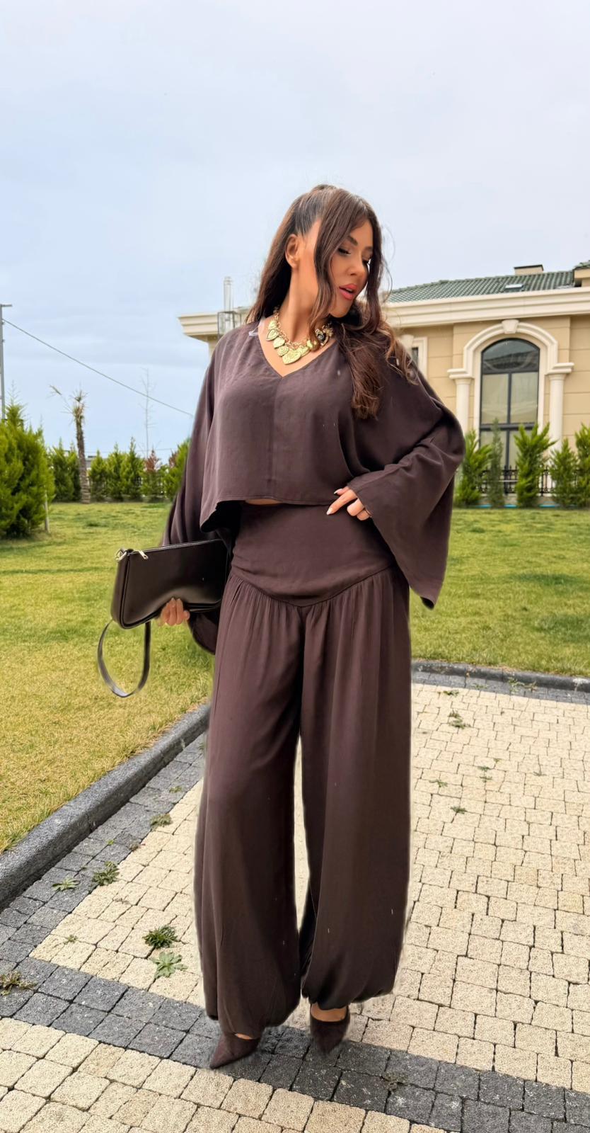 Şalvarlı Keten Takım