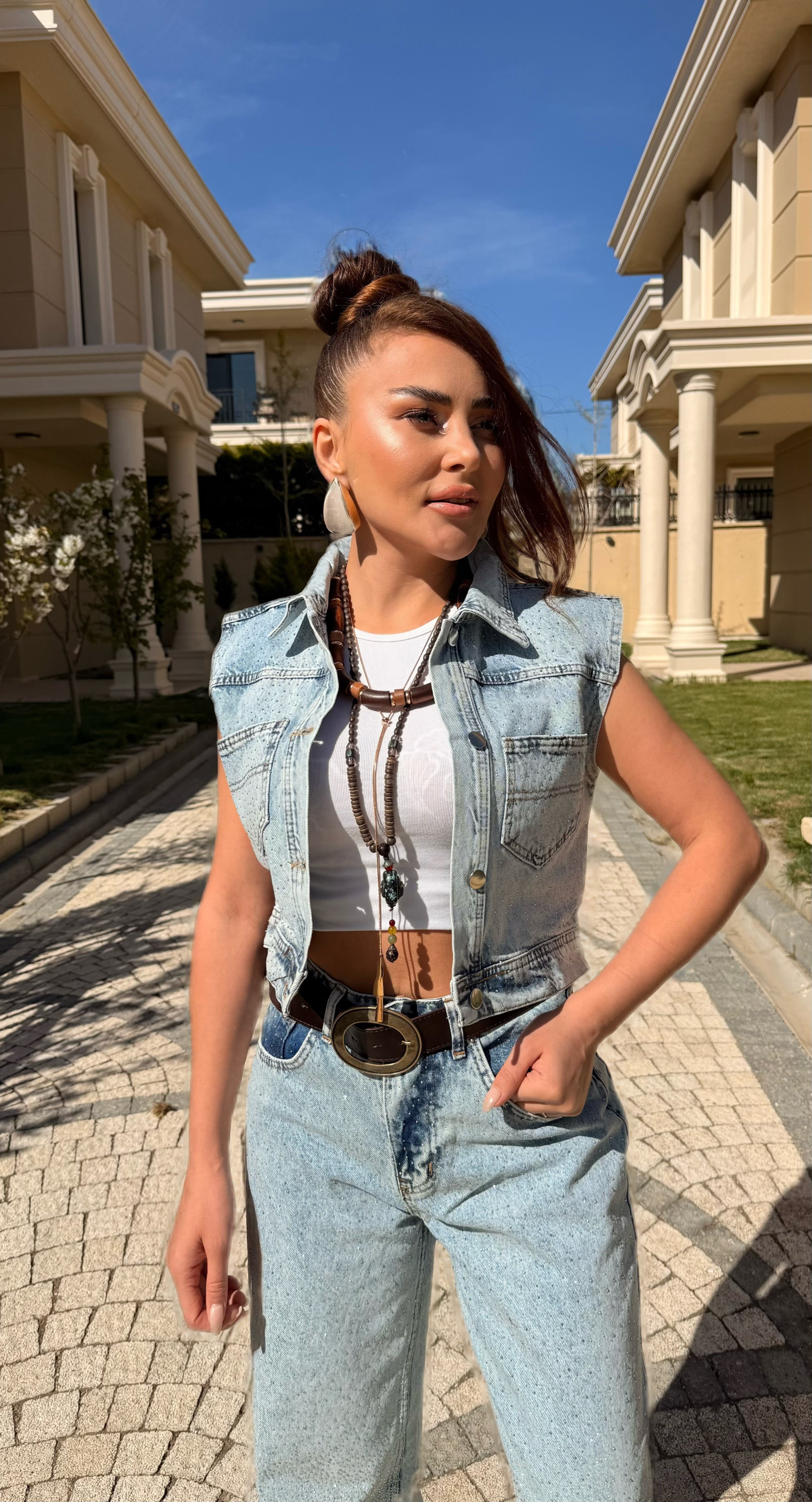 Tasarım Işıltılı Jean Takım