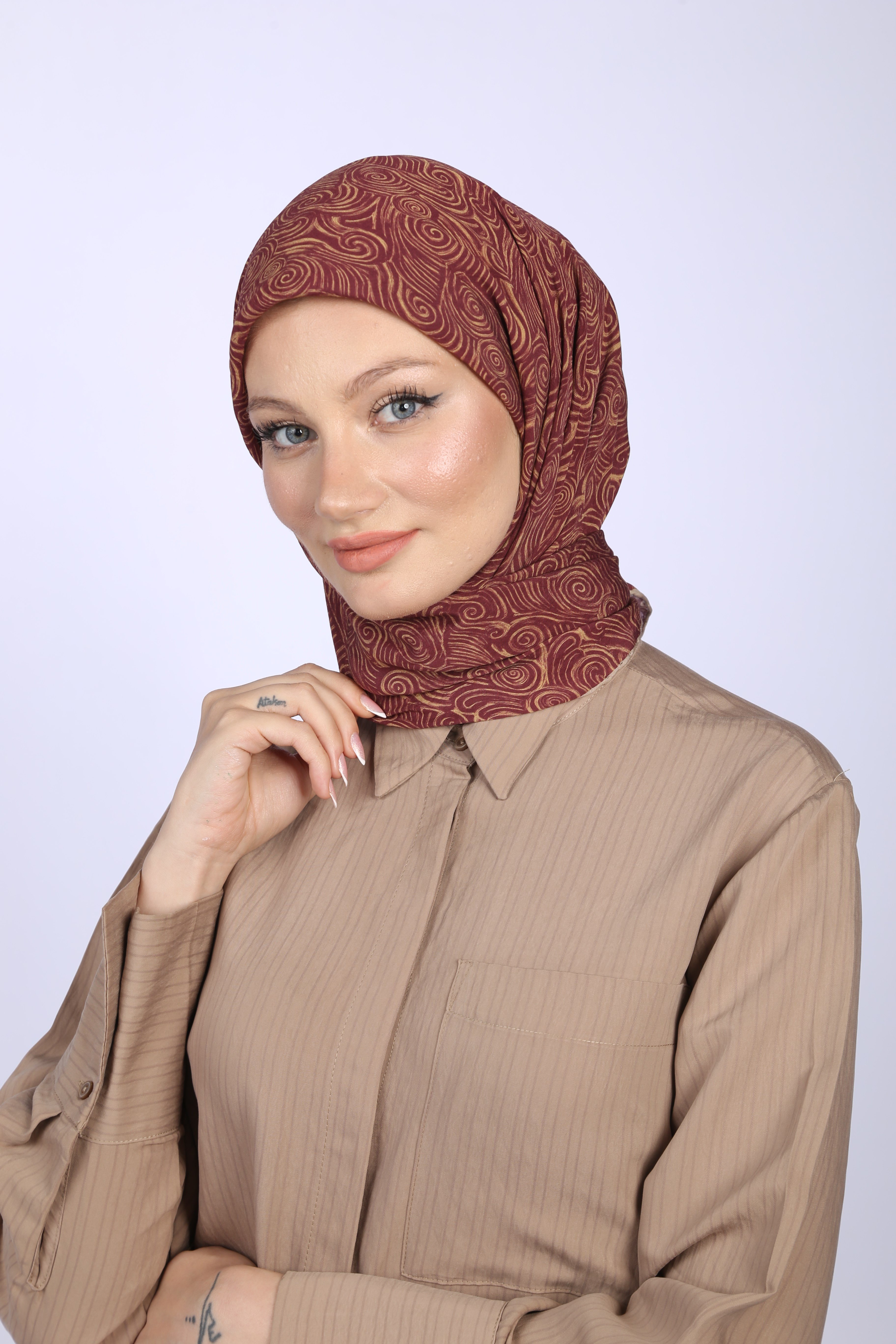 AKİS DESEN EŞARP-BORDO