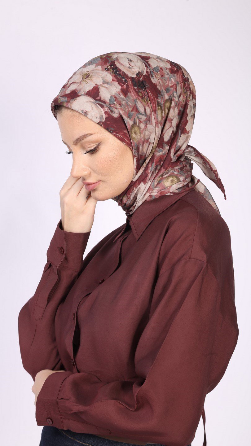 ANEMON DESEN EŞARP BORDO