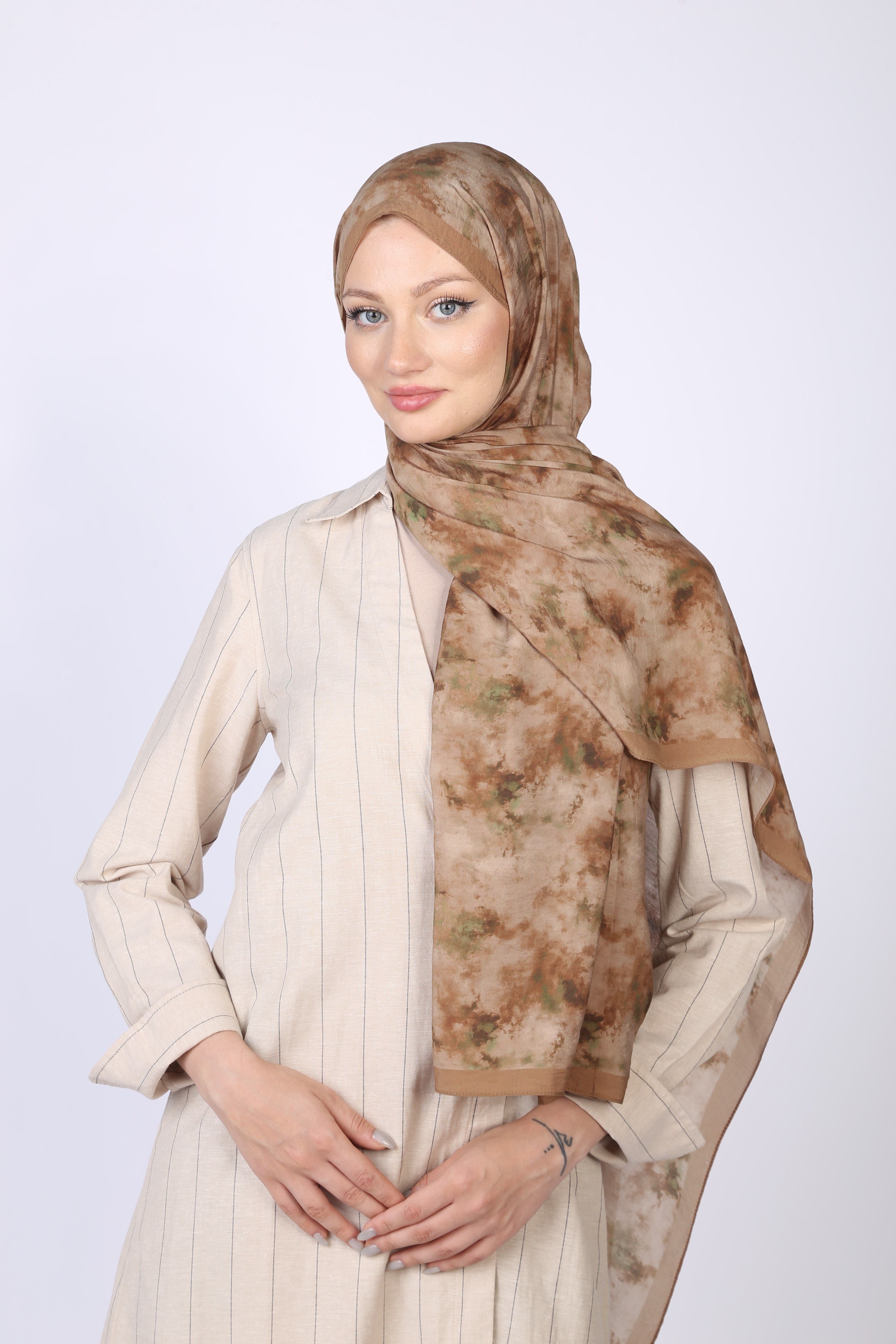 BATİK DESEN ŞAL-NUDE SARI