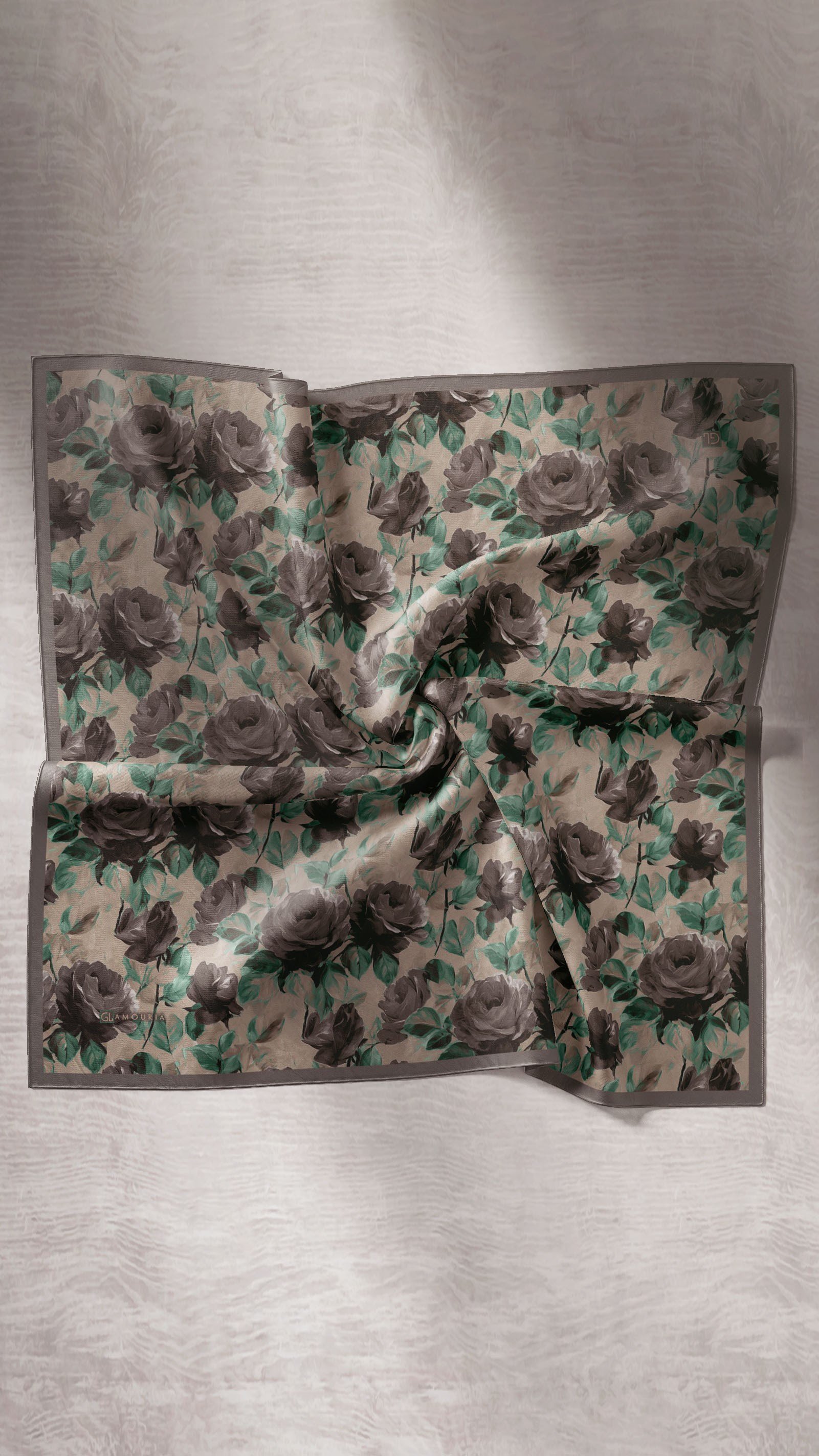 EARTHY FLORAL EŞARP GRİ