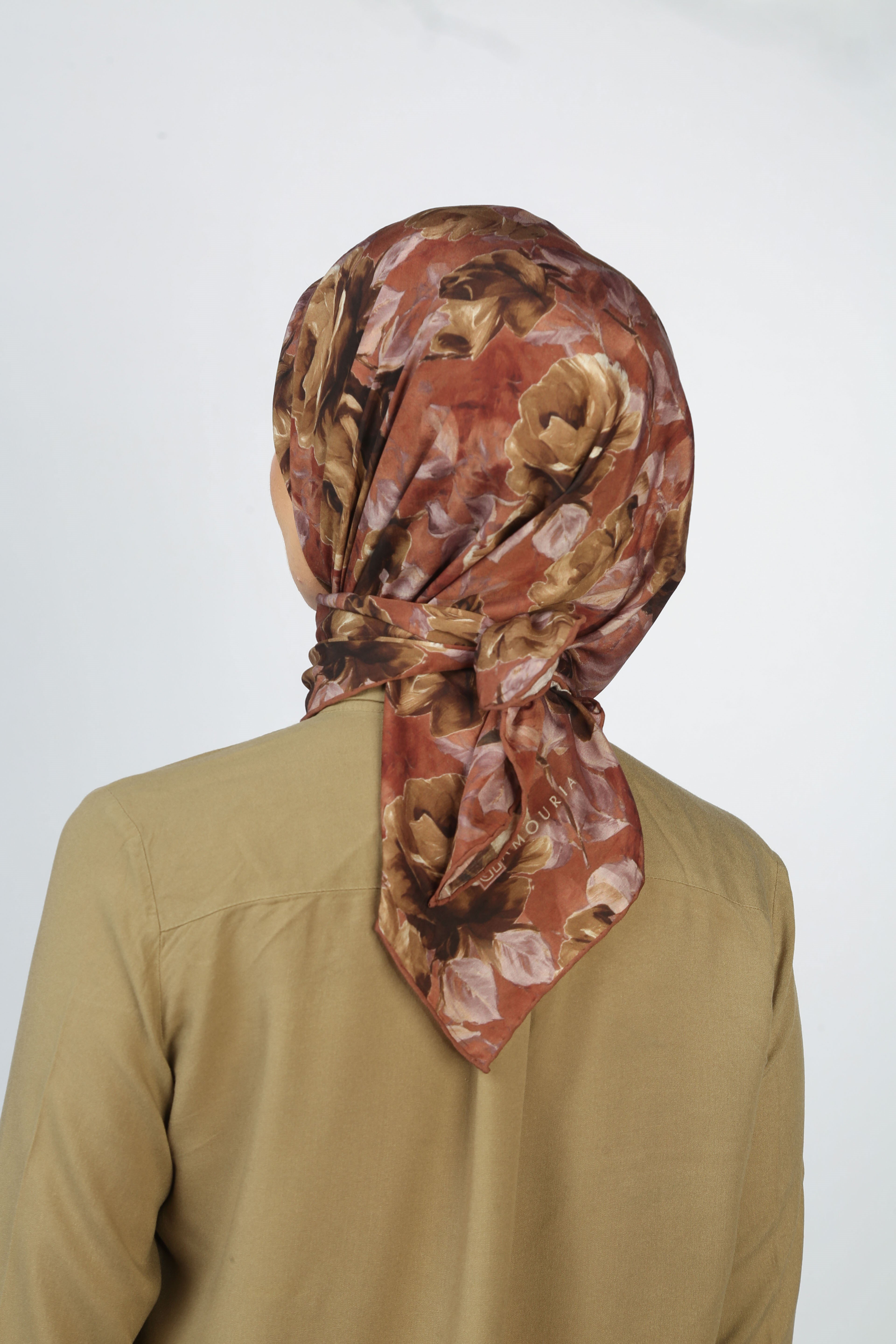 EARTHY FLORAL EŞARP KAHVE