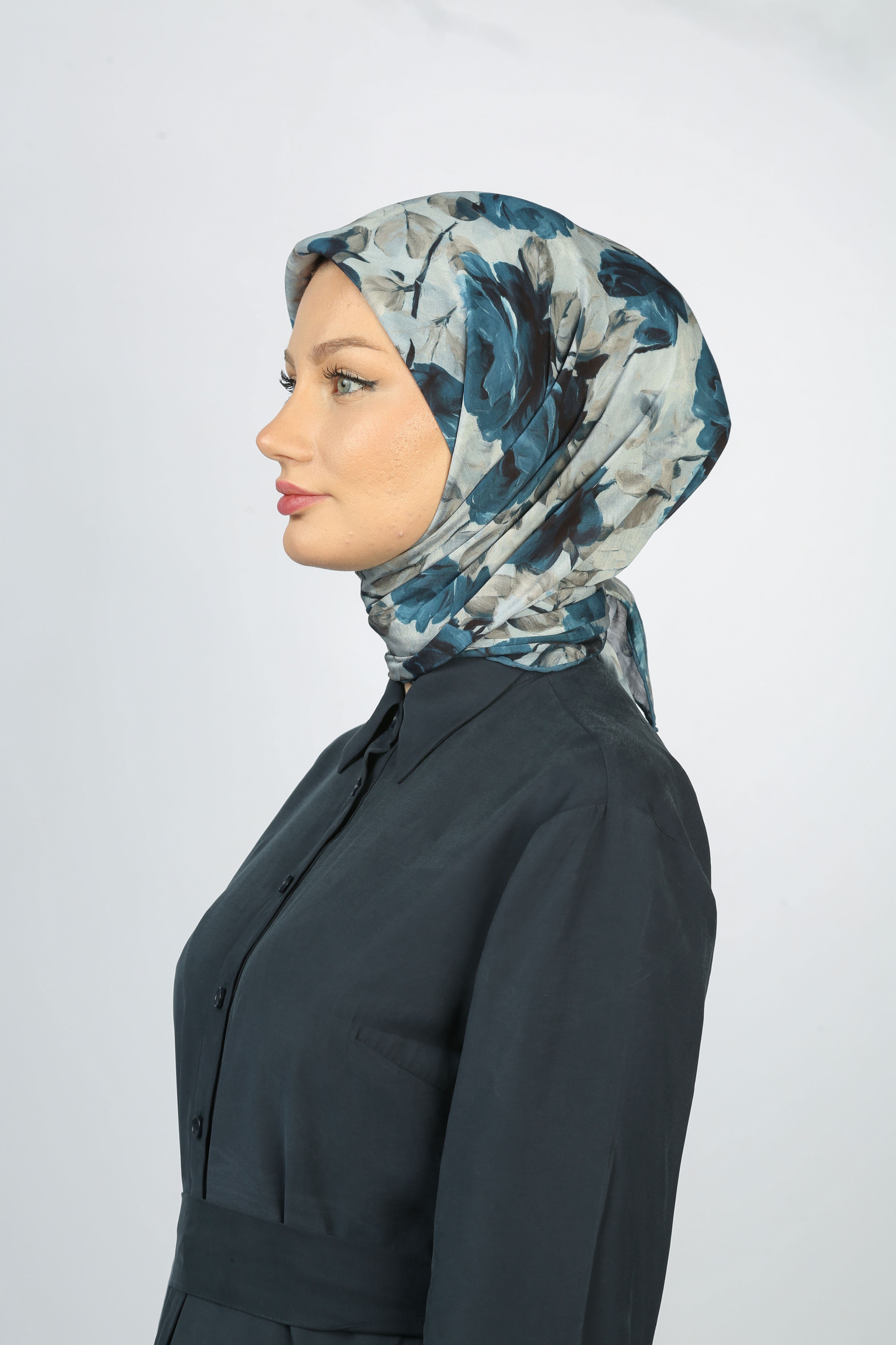 EARTHY FLORAL EŞARP LACİVERT