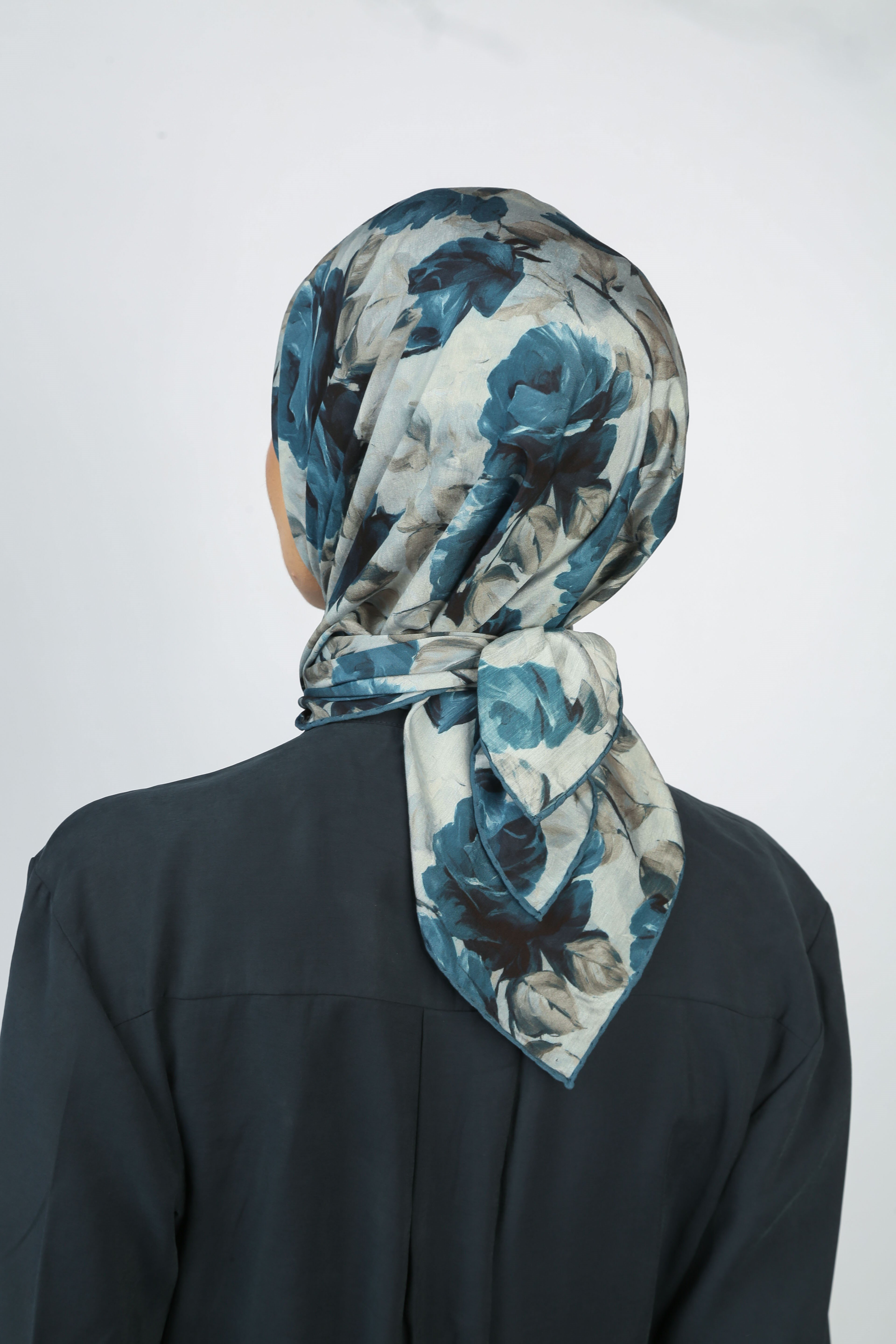 EARTHY FLORAL EŞARP LACİVERT