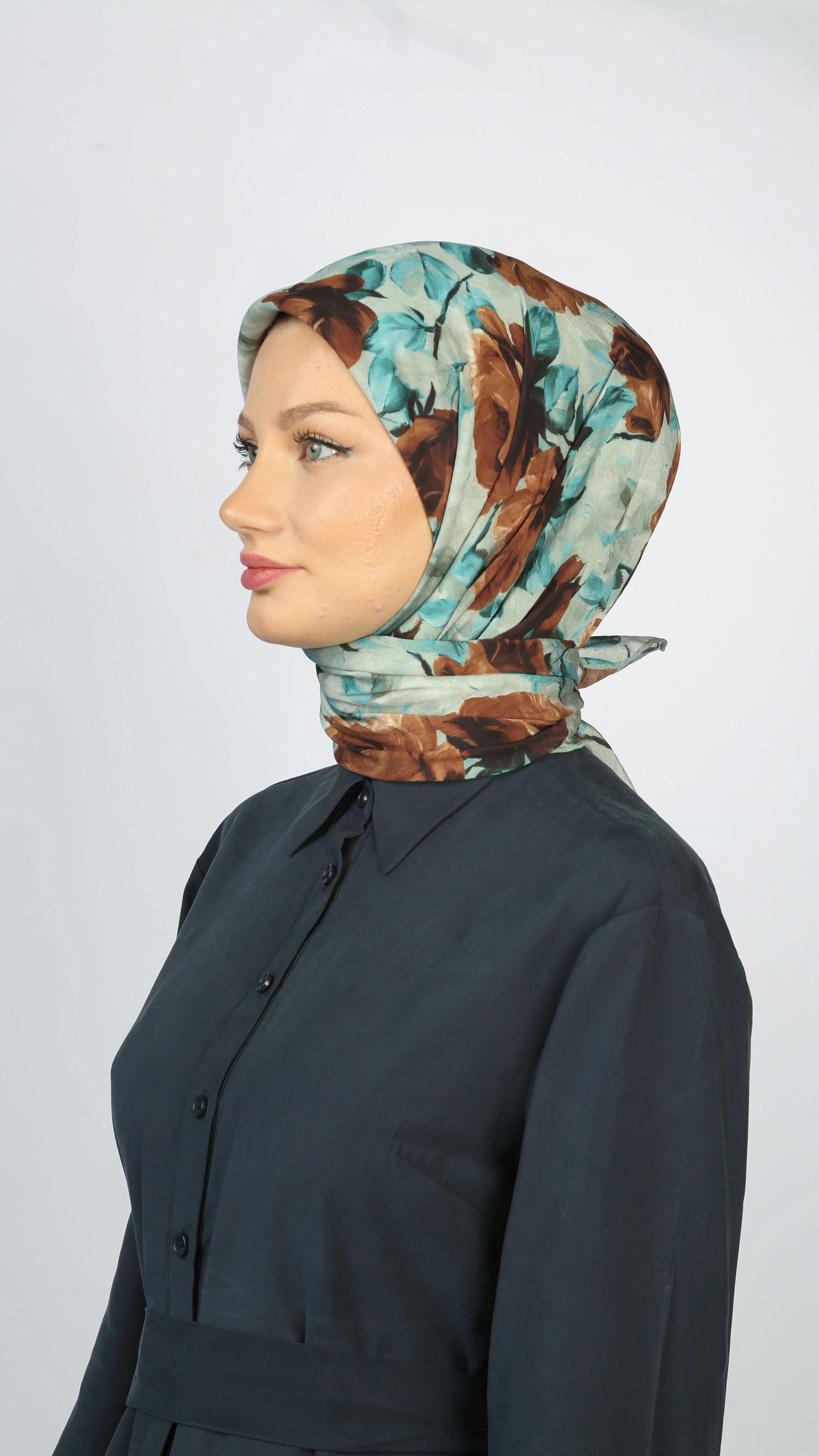 EARTHY FLORAL EŞARP MAVİ