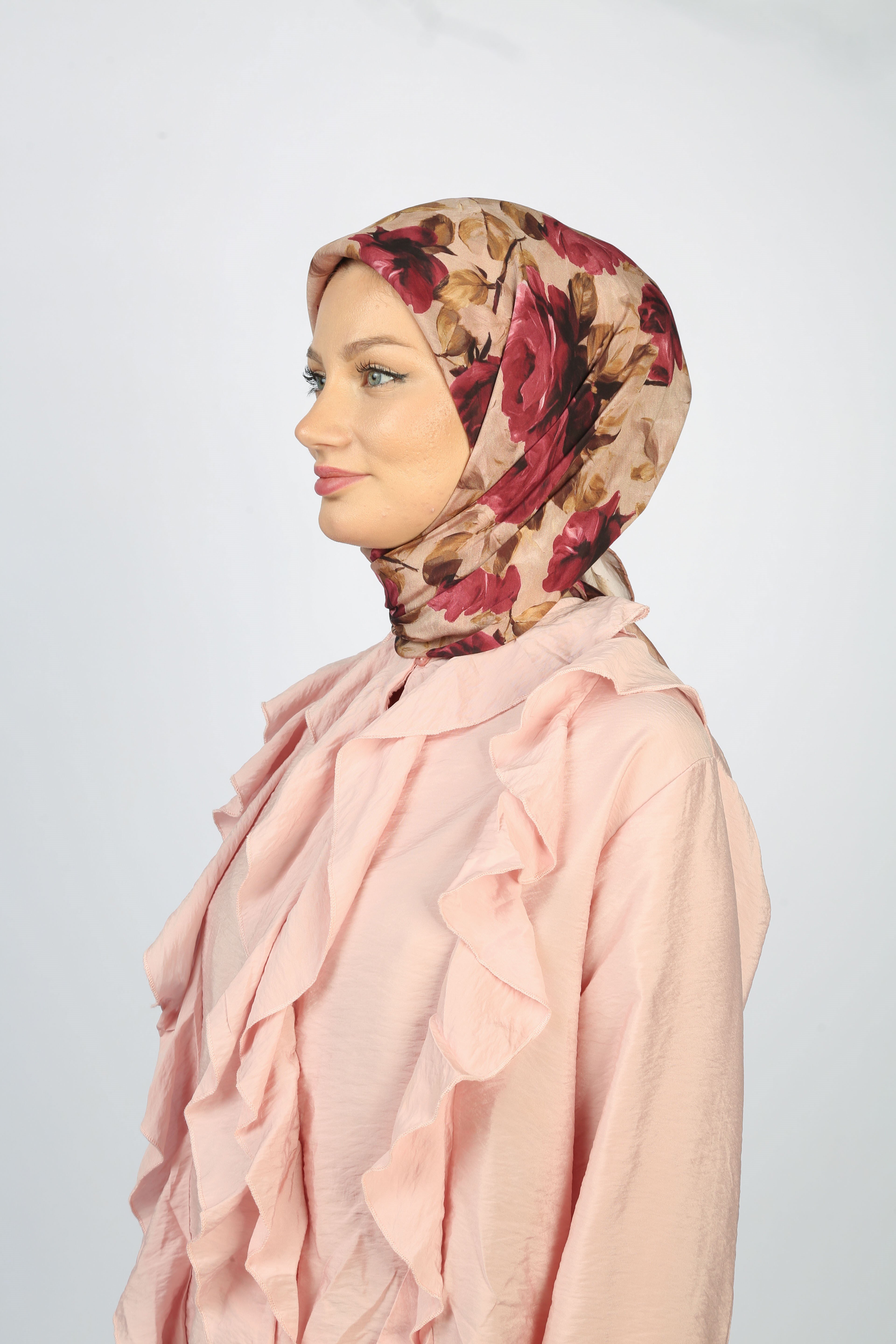 EARTHY FLORAL EŞARP PEMBE