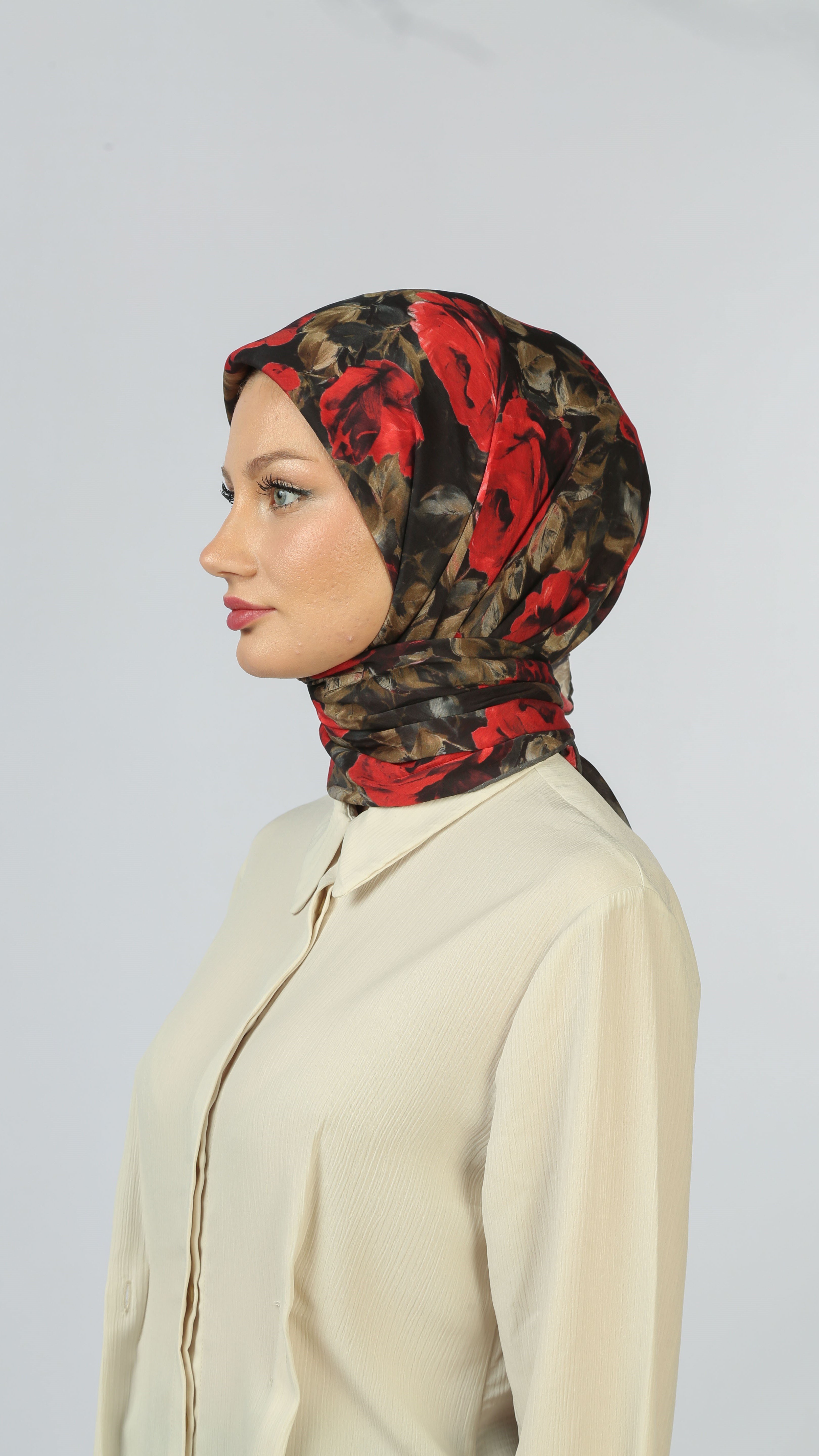 EARTHY FLORAL EŞARP SİYAH