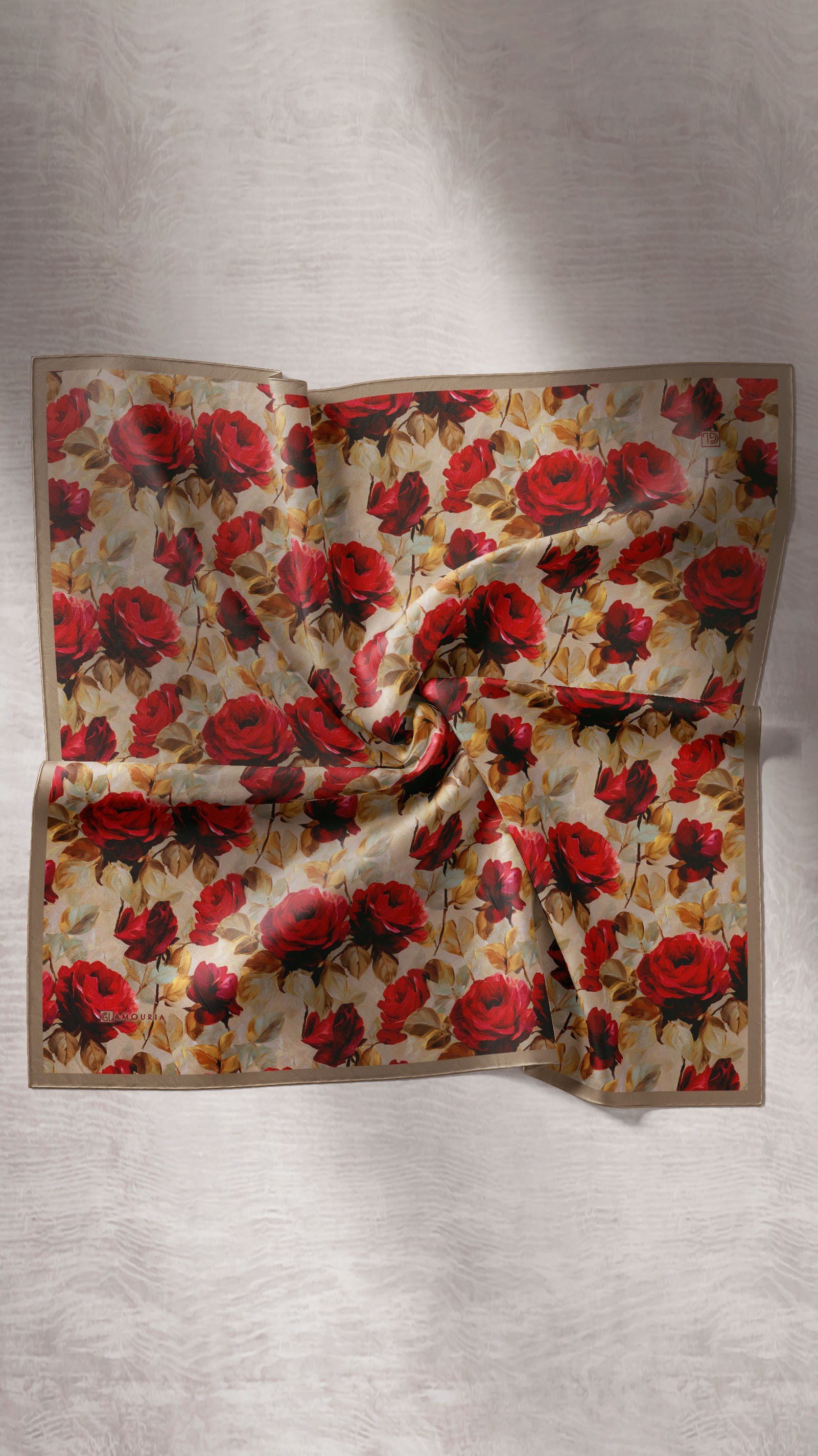 EARTHY FLORAL EŞARP VİZON
