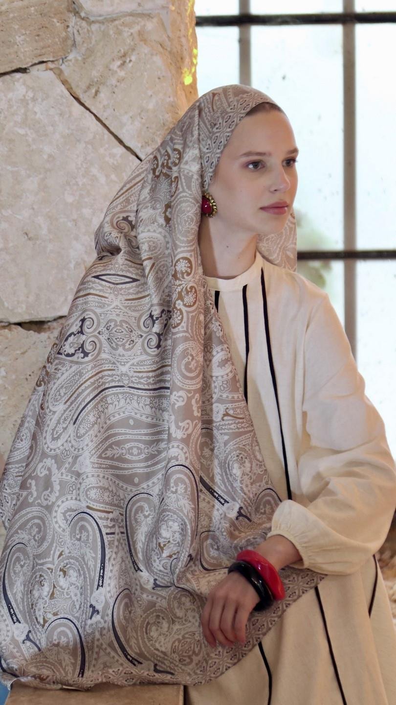 ELARİS DESEN ŞAL BEJ-5