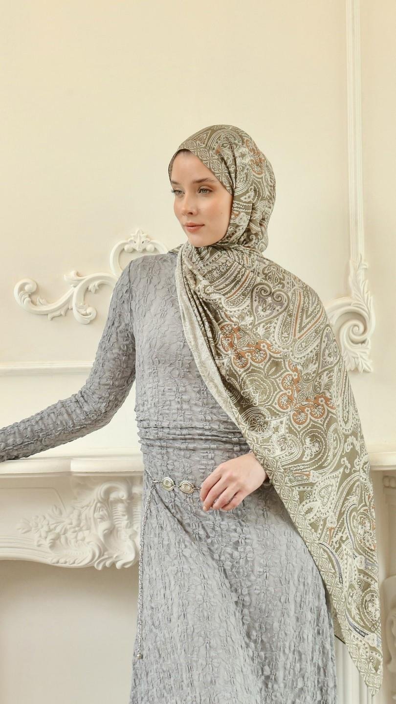 ELARİS DESEN ŞAL YEŞİL-3
