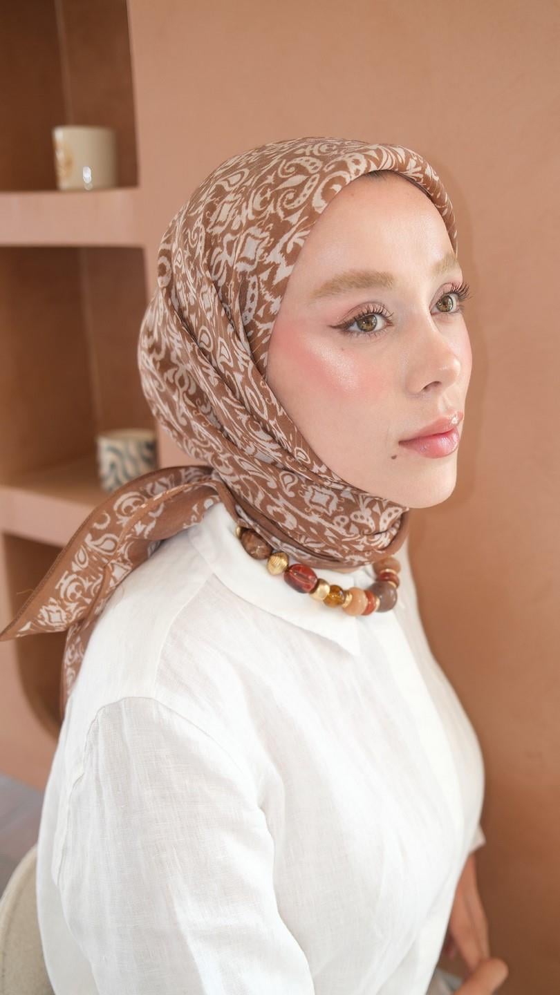 ELOURA DESEN EŞARP KAHVE-4