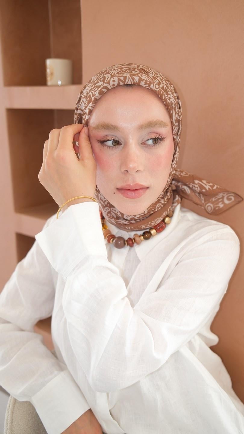 ELOURA DESEN EŞARP KAHVE-4
