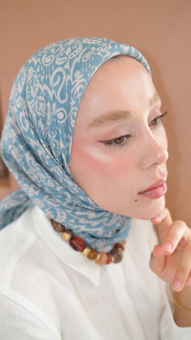 ELOURA DESEN EŞARP MAVİ-3