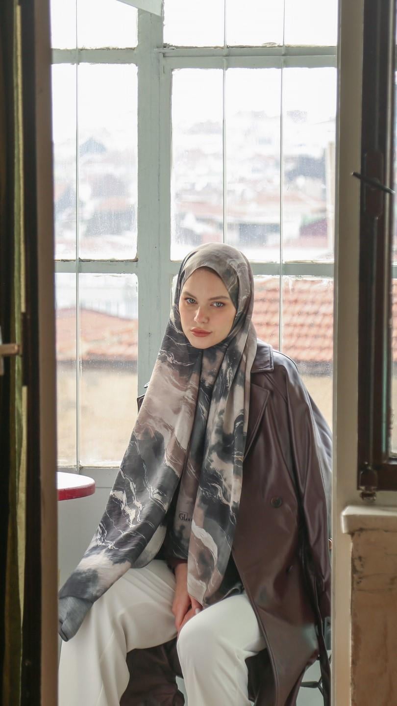 ELYSİA DESEN ŞAL SİYAH BEJ-5