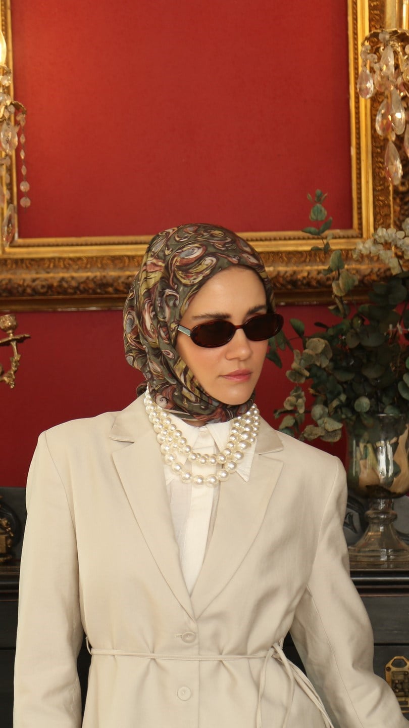 ETHNİC ELEGANCE DESEN EŞARP HAKİ YEŞİL