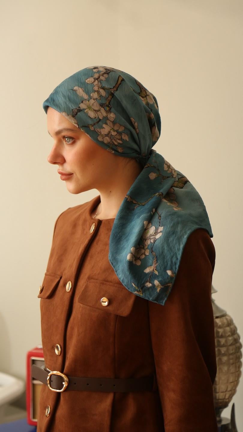 FİORELA DESEN EŞARP MAVİ-2