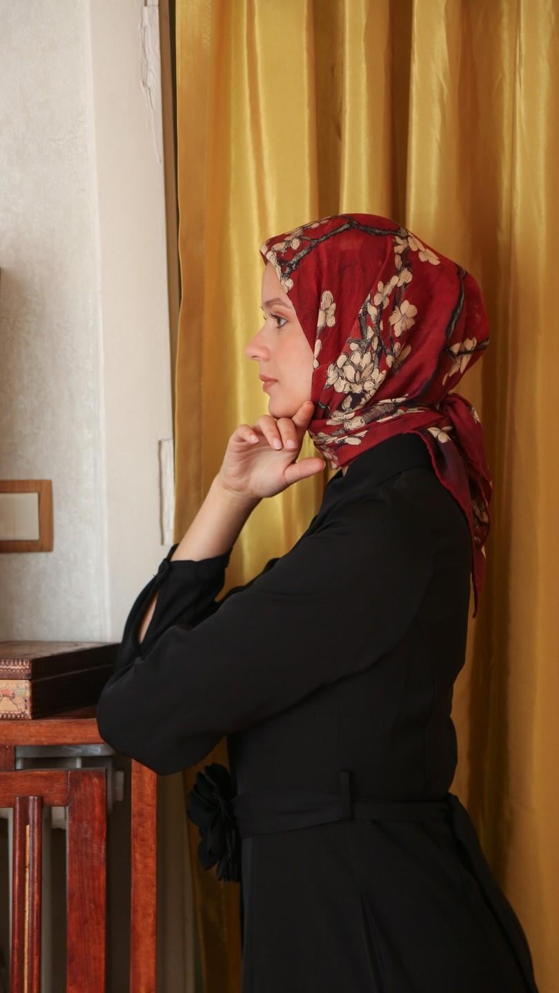 FİORELA DESEN EŞARP VİŞNE-1