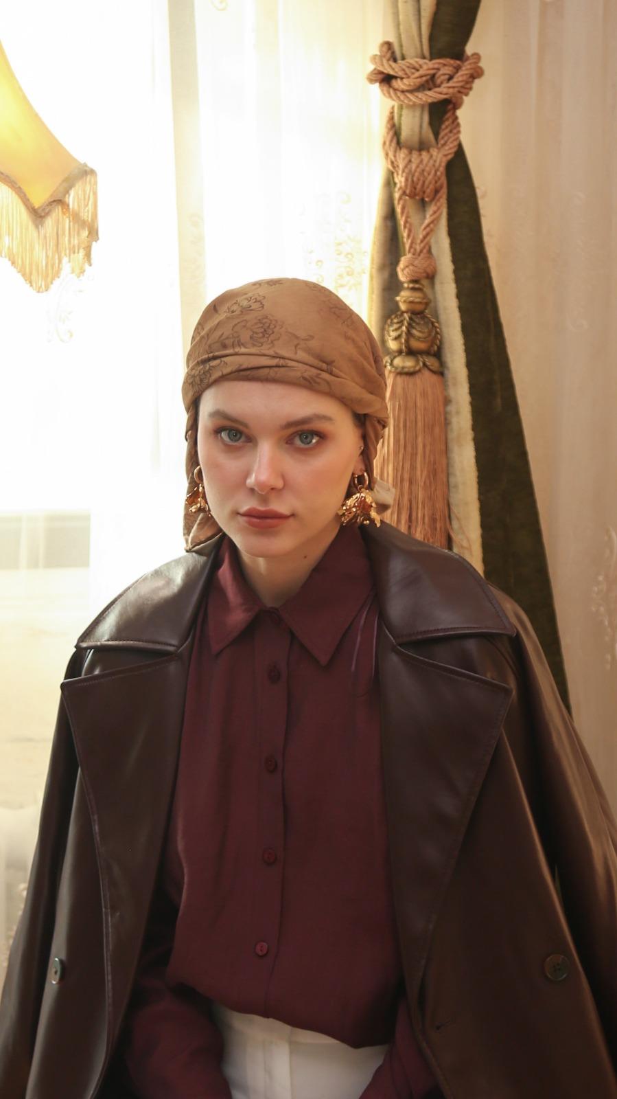 FLEUR DESEN EŞARP HARDAL SARISI-6