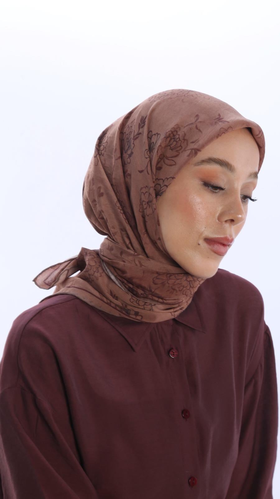 FLEUR DESEN EŞARP TABA-10