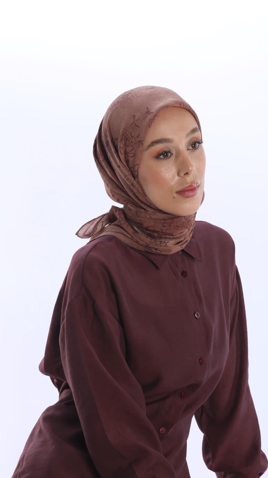 FLEUR DESEN EŞARP TABA-10