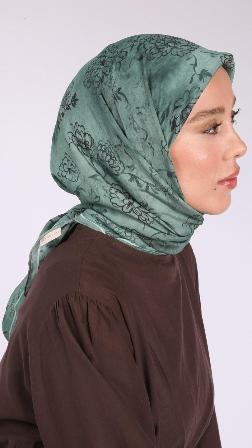 FLEUR DESEN EŞARP TURKUAZ-15