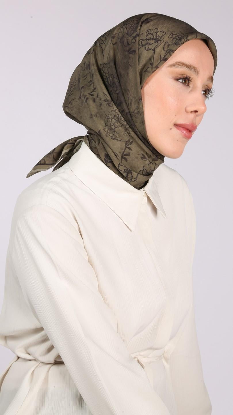 FLEUR DESEN EŞARP YEŞİL-5