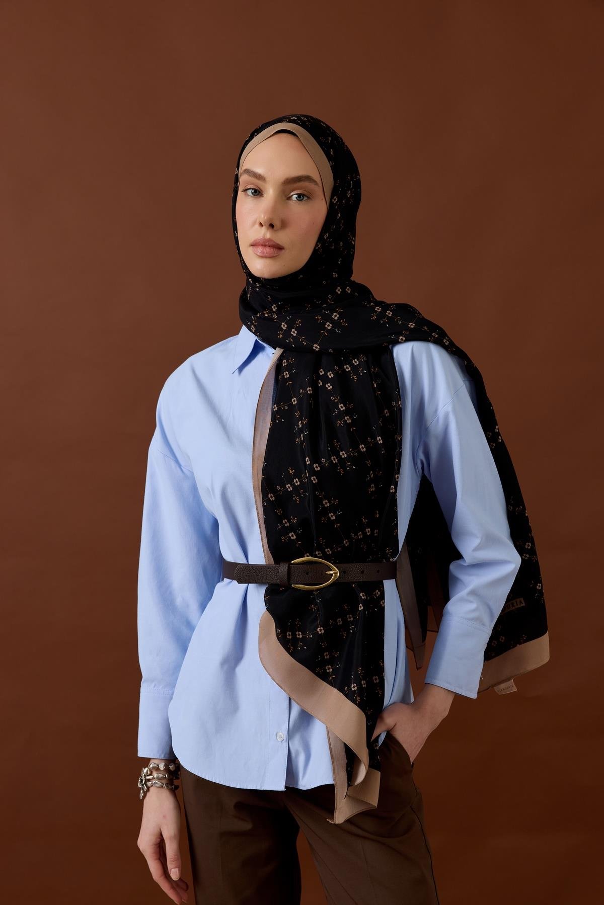 FLEURİSH DESEN ŞAL-SİYAH