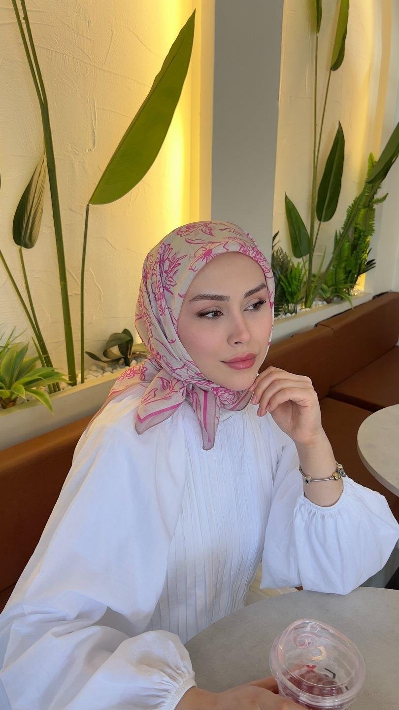 FLORA DESEN EŞARP FUŞYA-4