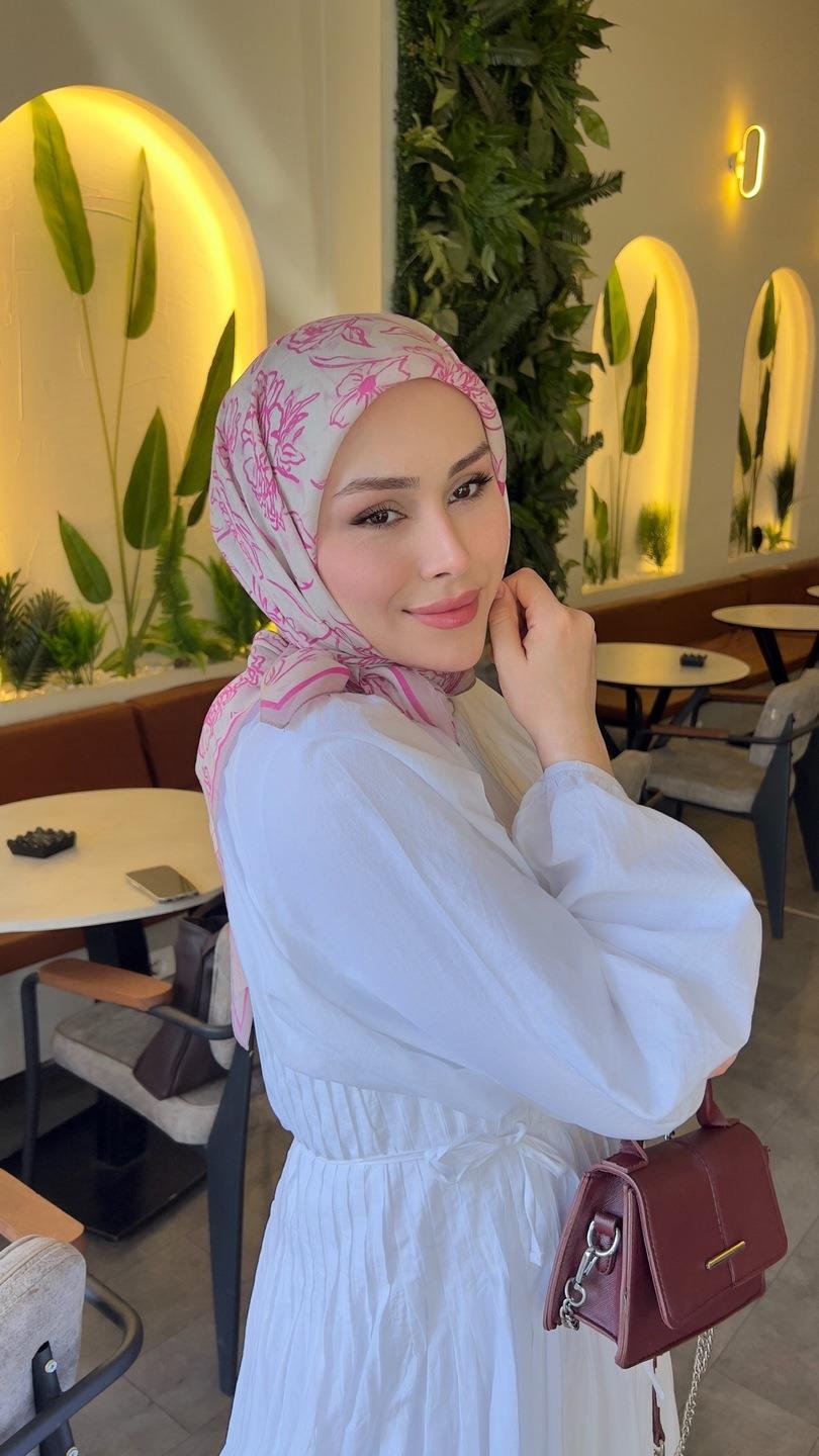 FLORA DESEN EŞARP FUŞYA-4