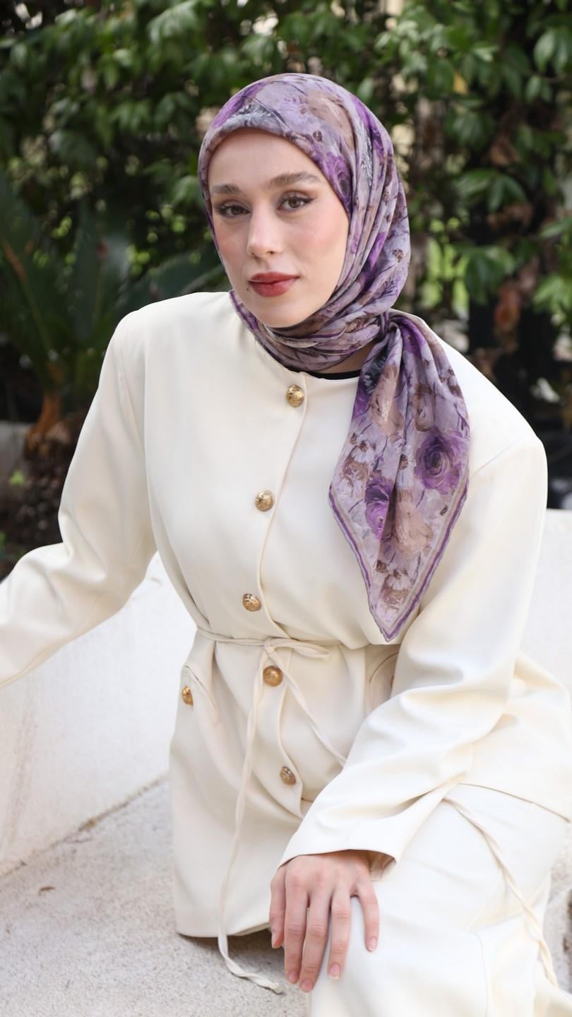 FLOWER DESEN EŞARP LİLA