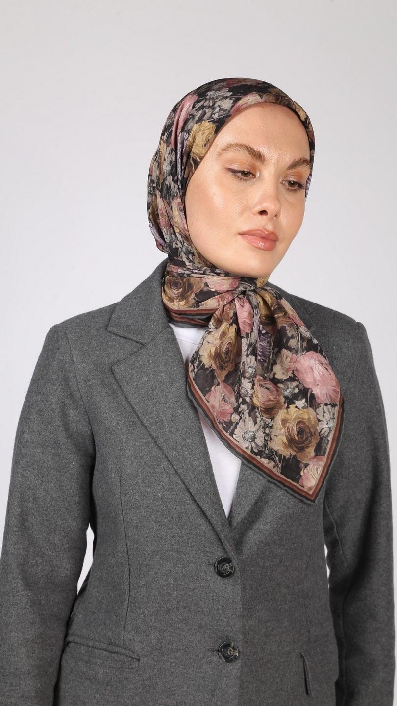 FLOWER DESEN EŞARP SİYAH