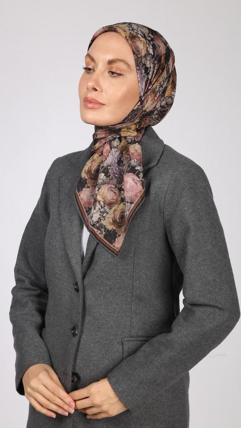 FLOWER DESEN EŞARP SİYAH
