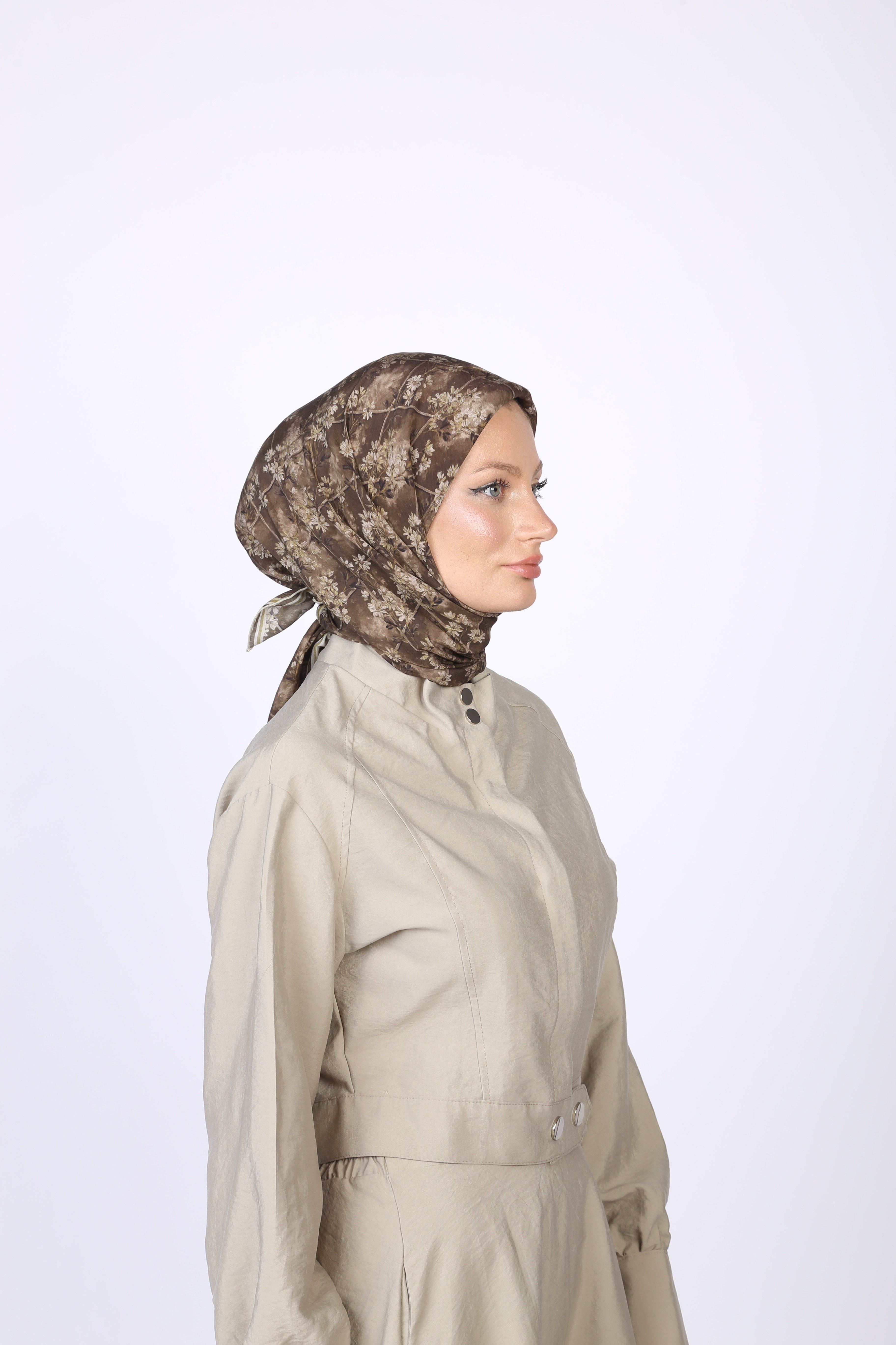 Gardenia Desen Eşarp Haki Yeşili
