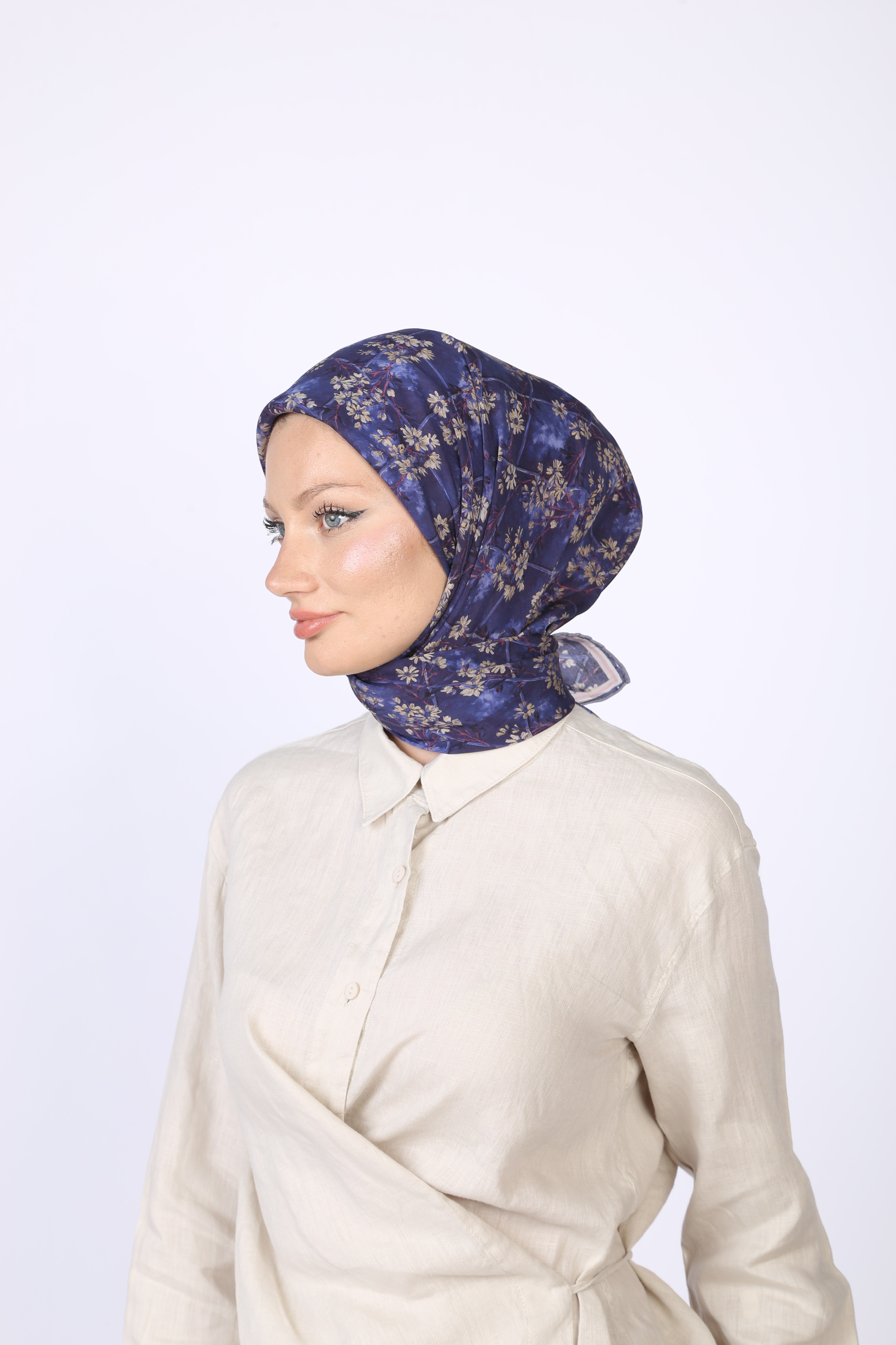 Gardenia Desen Eşarp Lacivert