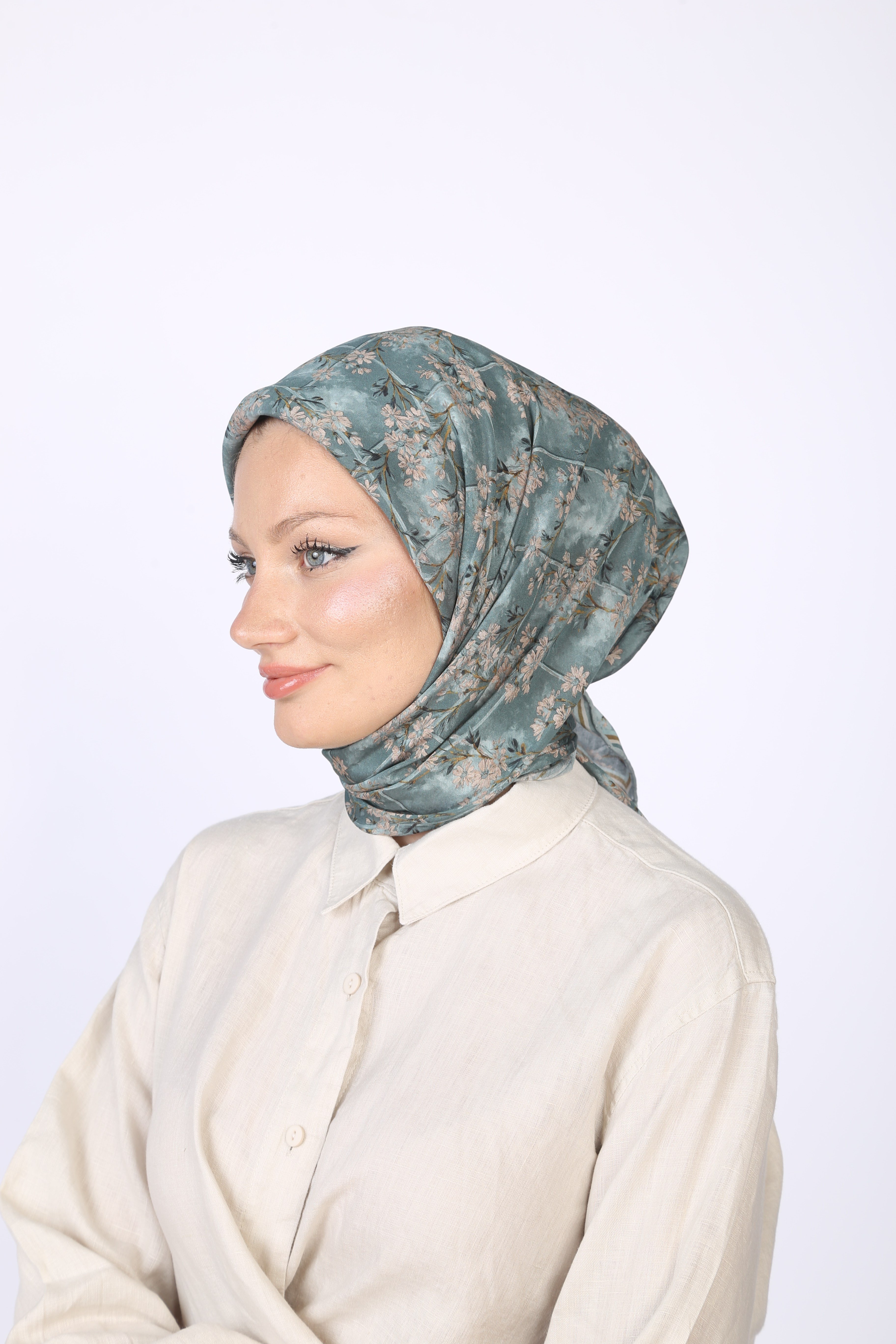 Gardenia Desen Eşarp Mint Yeşili