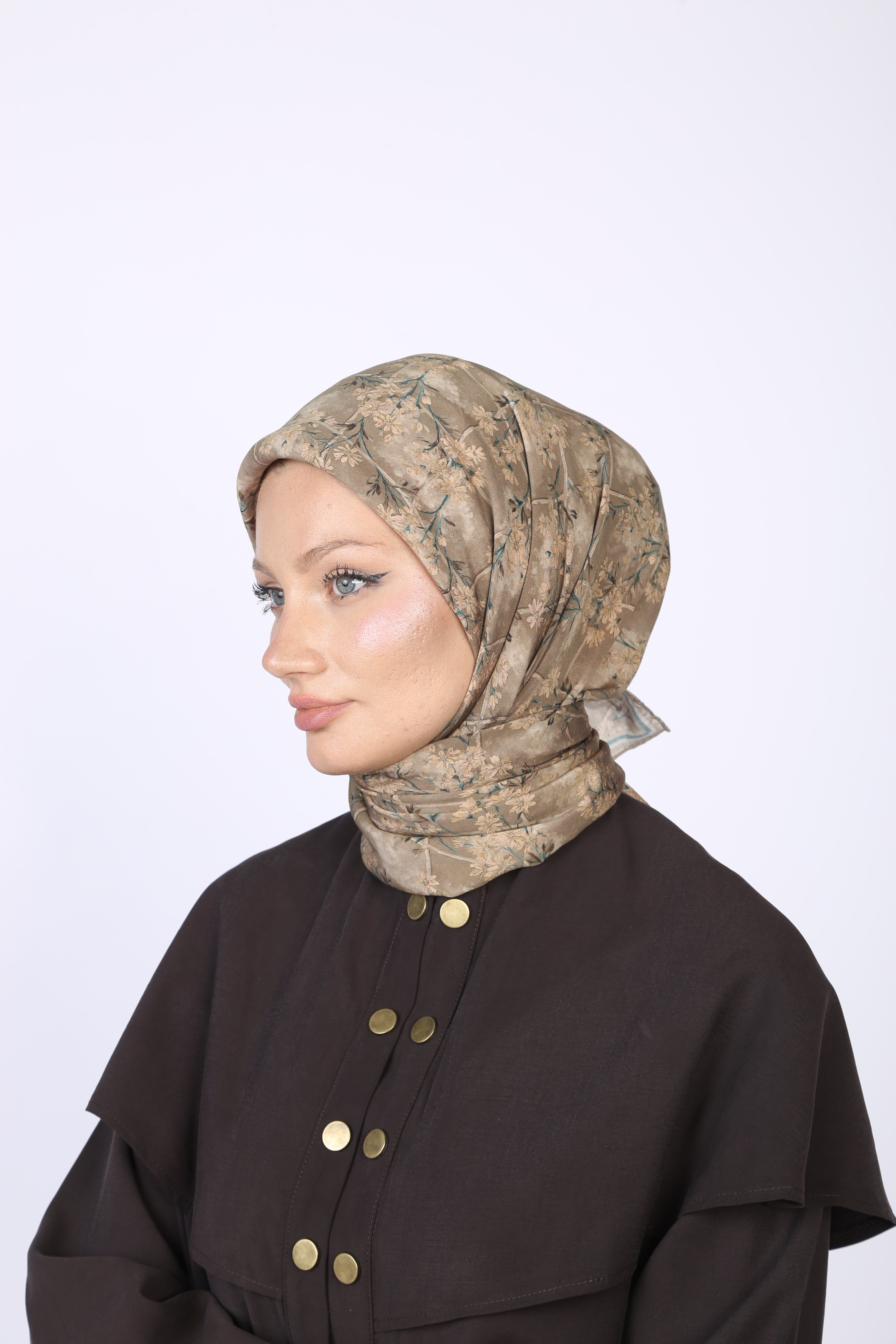 Gardenia Desen Eşarp Vizon