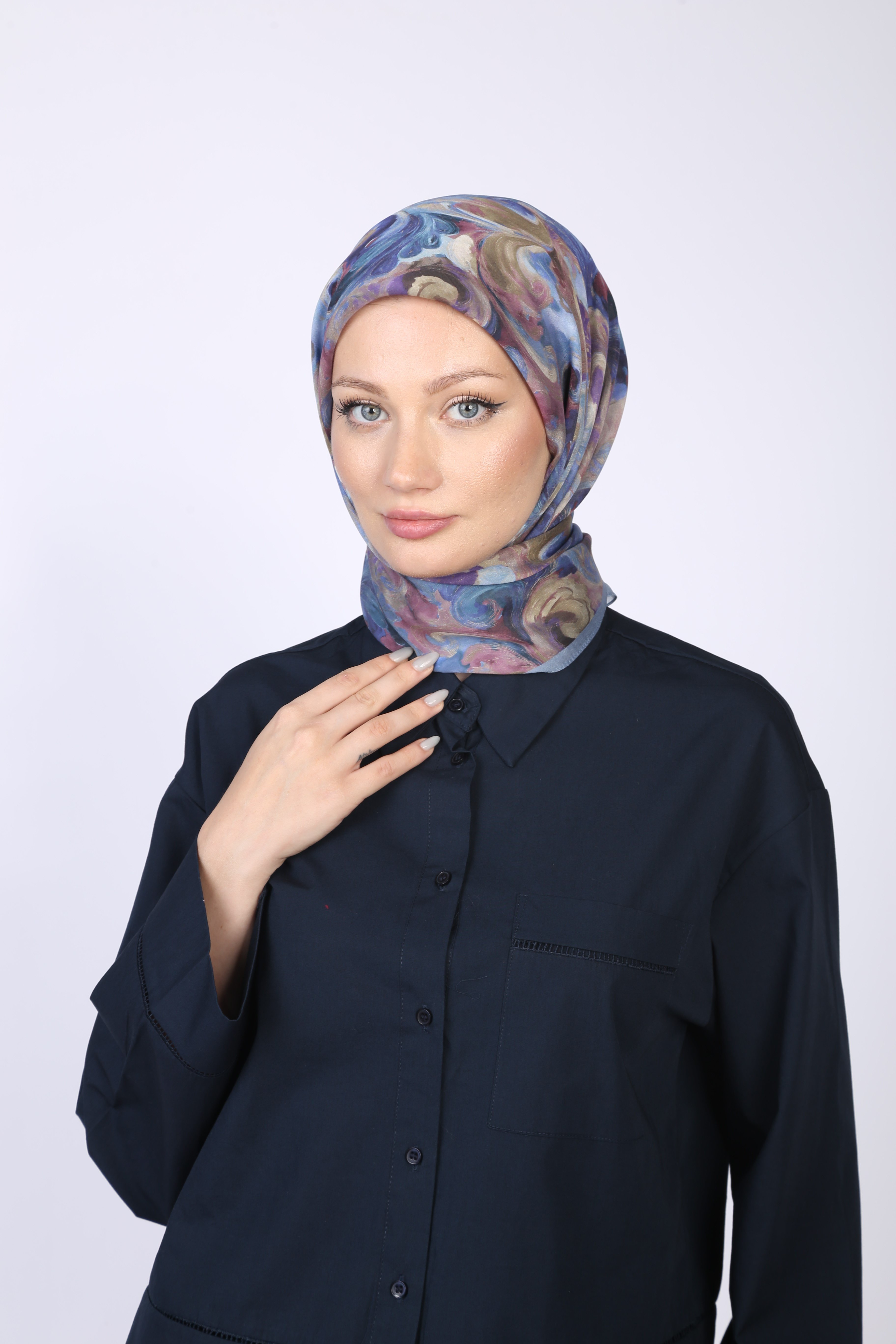 HELİS DESEN EŞARP-MAVİ